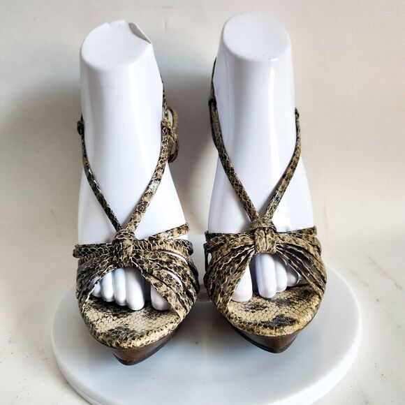 Jessica Simpson Leather Slingback Snakeskin 1" Platform 5" Heels Sexy Size 7 - Picture 4 of 9